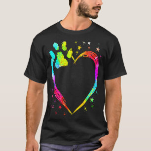 Heart Paw Print Dog & Cat Tie Dye Cute Dog Owners  T-Shirt