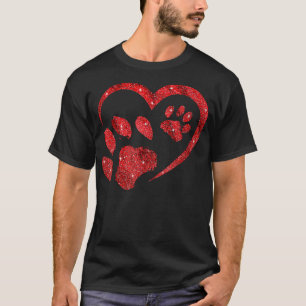 Heart Paw Print Dog Lover Valentines Day Love Girl T-Shirt