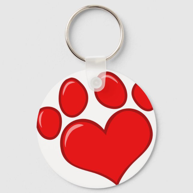 Heart Paw Print Key Ring (Front)