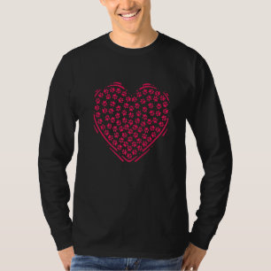 Heart Paw Print Valentines Cute Dog Love Doggie Pu T-Shirt