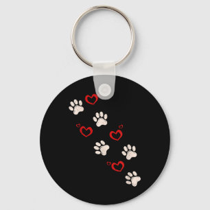 Heart Paw Print Valentines Day Dog Lover Puppy Lov Key Ring