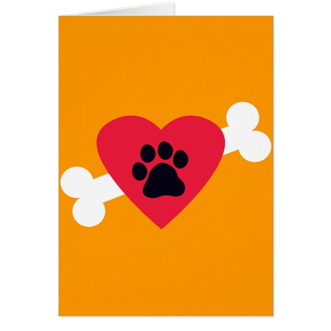 Heart, Pawprint and Bone Design Greeting/Note Card (Front)