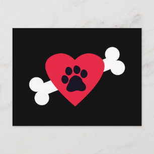 Heart, Pawprint and Bone Design Postcards