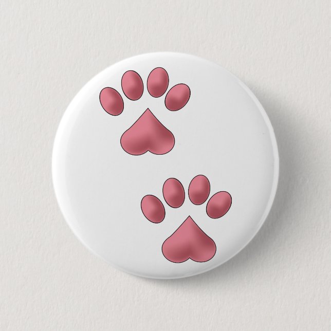 Heart Paws 6 Cm Round Badge (Front)