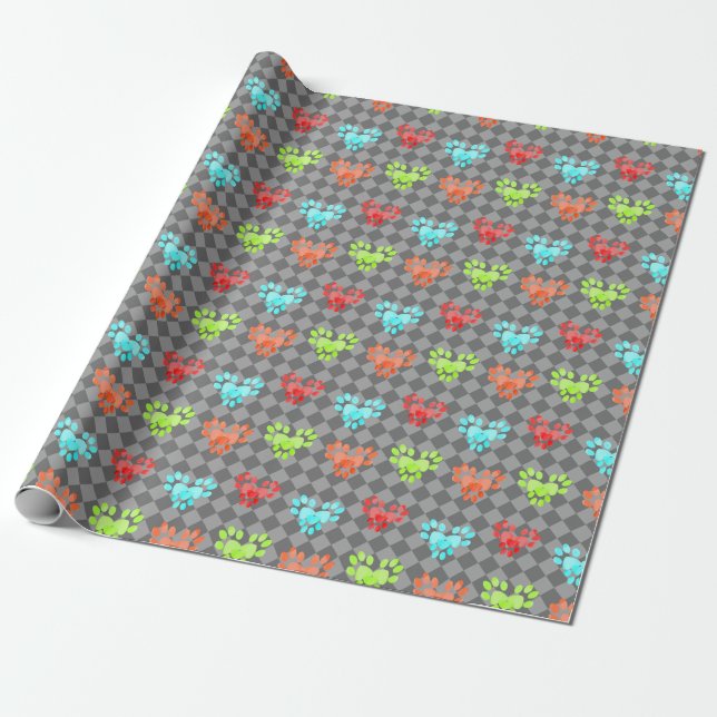 Heart Paws Wrapping Paper (Unrolled)
