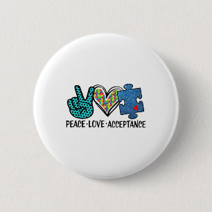 Heart Peace Love Acceptance _ Autism Mental Health 6 Cm Round Badge
