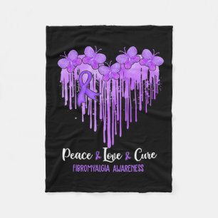 Heart Peace Love Cure Fibromyalgia Awareness Fleece Blanket