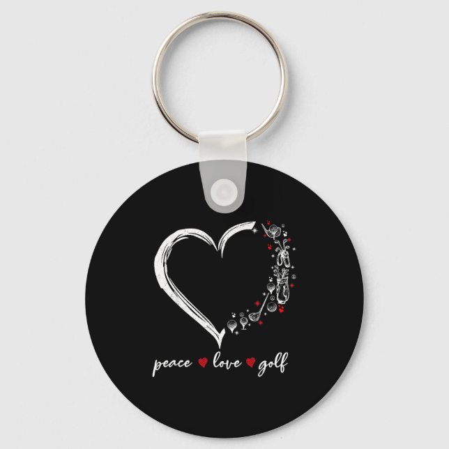 Heart Peace Love Golf Player Srt Lovers Outfit Wom Key Ring (Front)