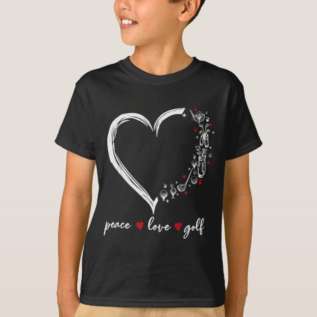 Heart Peace Love Golf Player Srt Lovers Outfit Wom T-Shirt (Front)