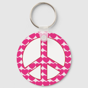 Heart Peace Sign Key Ring