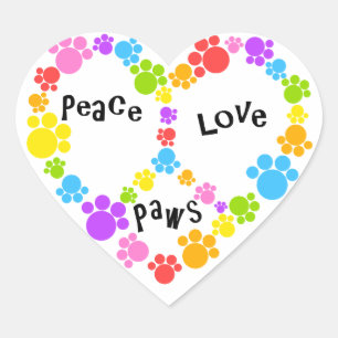 heart peace sign sticker! paw prints! sticker