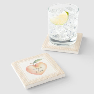 Heart Peach Fruit Frame Stone Coaster