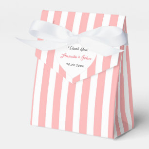 Heart Peach White Stripes Wedding Favour Thank You Box