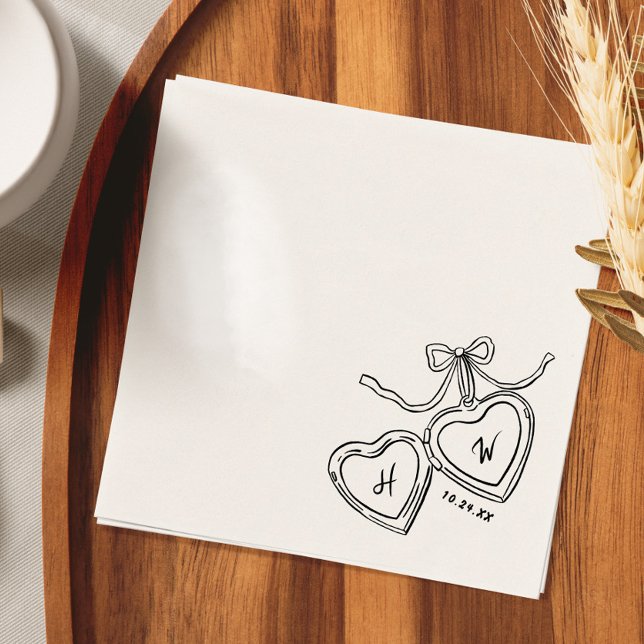 Heart Pendant Whimsical Wedding Engagement Party Napkin (Creator Uploaded)