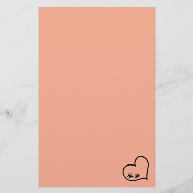 Heart Personalized Stationery Paper (Front)