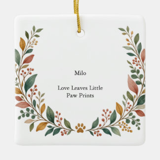 Heart Pet Botanical Ceramic Square Ornament