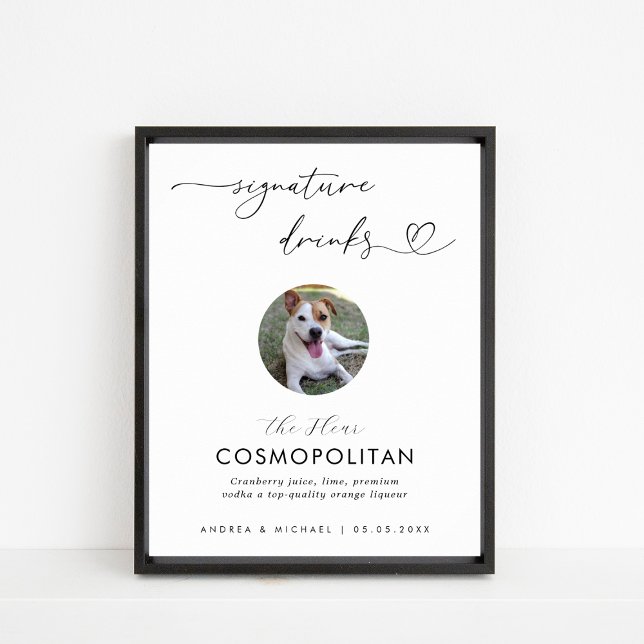 Heart & Pet Photo Signature Drinks Wedding Sign (Creator Uploaded)