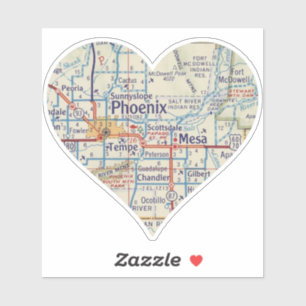 Heart Phoenix AZ Vintage Map