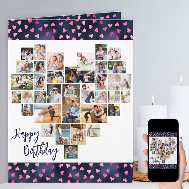 Heart Photo Collage 36 Pic Love Hearts Birthday Card (Creator Uploaded)