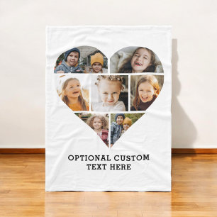 Heart Photo Collage 7 Picture Personalised Fleece Blanket