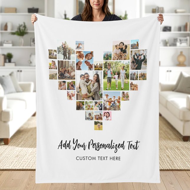 Heart Photo Collage Fleece Blanket (Creator Uploaded)