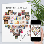 Heart Photo Collage Love Script Father's Day Card<br><div class="desc">Say Happy Father's Day with a love heart photo collage card. The photo template is set up for you to add your pictures, working in rows from top to bottom. The photo collage holds 29 photos which are displayed in a mix of portrait, landscape and square / instagram formats. "love...</div>