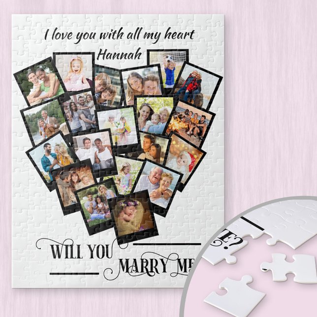 Heart Photo Collage Love You Marry Me Jigsaw Puzzle (Creator Uploaded)