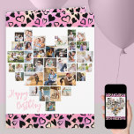 Heart Photo Collage Pink Hearts Any Age Birthay Card<br><div class="desc">Heart Photo Collage birthday card, suitable for any age, which you can personalise with up to 36 different photos. You can also add the birthday person's name on the front and your custom message inside. The heart shaped photo collage is made up of vertical, landscape and square pictures. If you...</div>