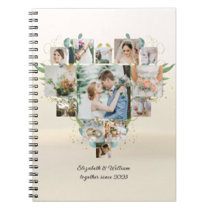 Heart Photo Collage Romantic Couple Wedding Notebook