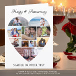 Heart Photo Collage Script Anniversary Card<br><div class="desc">Celebrate any year anniversary (or any occasion or event) with photo memories in a unique heart-shaped photo collage. The heart collage on the front holds 10 pictures and the inside includes one on each side for a total of 12 images. The sample shown is for any year wedding anniversary but...</div>