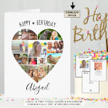 Heart Photo Collage Script Personalized Birthday<br><div class="desc">Celebrate a birthday with BIG memories on a BIG photo collage greeting card in 8.5x11" (other sizes available). Customize with your personal greeting and well wishes as all text is editable on the cover as well as inside and on the back. The design features a photo collage in a heart...</div>