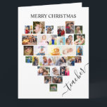 Heart Photo Collage Teacher Script Holiday Card<br><div class="desc">Say Merry Christmas with a love heart photo collage card. The photo template is set up for you to add your pictures, working in rows from top to bottom. The photo collage holds 29 photos which are displayed in a mix of portrait, landscape and square / instagram formats. "teacher" is...</div>