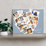 Heart Photo Collage The Best of Year Blue Grey Canvas Print<br><div class="desc">Create your own heart shaped photo collage. The design is lettered with the words "the best of [year]" which you can edit as you wish. The photo template is set up for you to add 20 of your favourite pictures, which are displayed in square, instagram style with retro instant photo...</div>