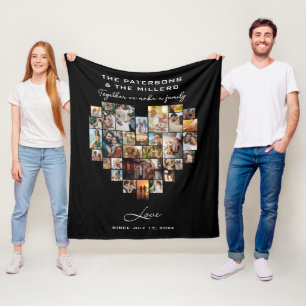 Heart Photo Collage Together Family Anniversary Fleece Blanket
