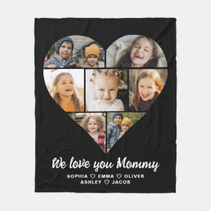 Heart Photo Collage We Love You Mummy Fleece Blanket