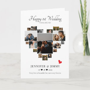 Heart Photo Collage Wedding Anniversary Card