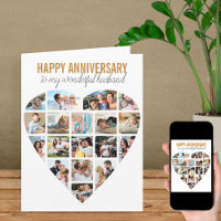 Heart Photo Collage White Personalised Anniversary