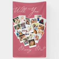 Heart Photo Collage Will You Marry Me Pink