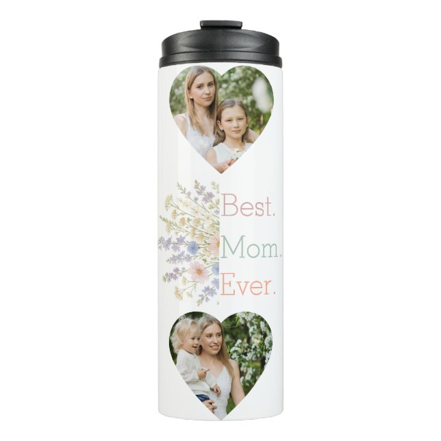 Heart Photo & Floral Design - Perfect Mother's Day Thermal Tumbler (Front)