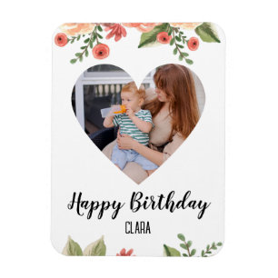 Heart Photo Personalised Script Birthday Magnet