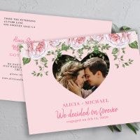 Heart photo pink engagement announcement postcard