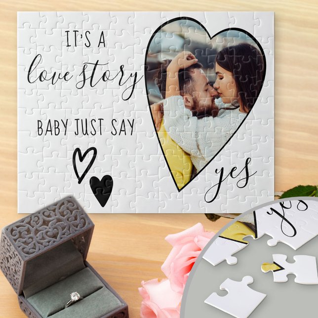 Heart Photo Proposal Love Story Say Yes Jigsaw Puzzle (Creator Uploaded)
