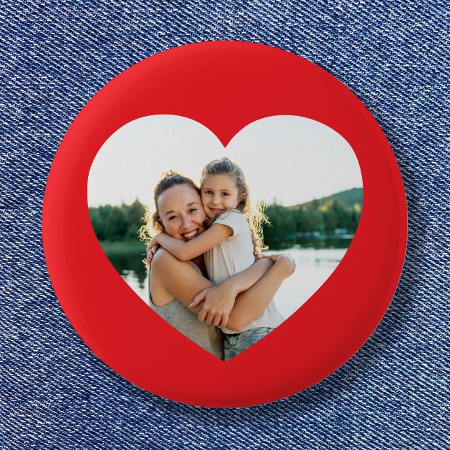 Heart Photo Red 6 Cm Round Badge (Heart Photo Red Button)