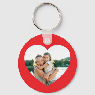 Heart Photo Red Key Ring