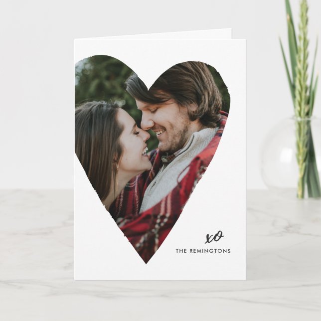 Heart Photo Valentine's Day Card - Black (Front)