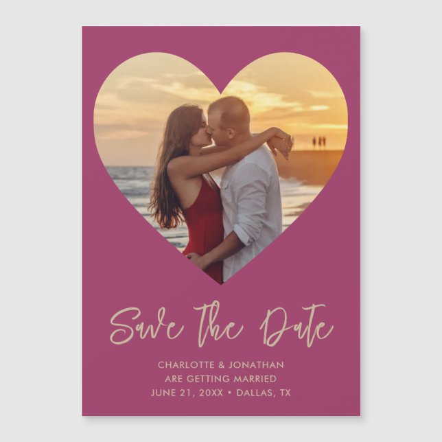Heart Photo Wedding Save The Date Magnetic Card (Front)