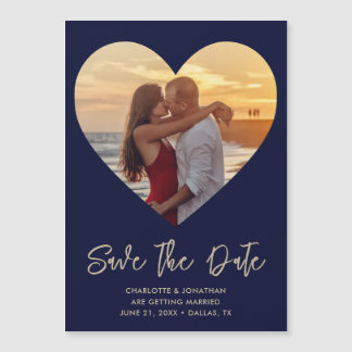 Heart Photo Wedding Save The Date Magnetic Card