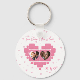 Heart Photo with Custom Pictures & Monogram Key Ring