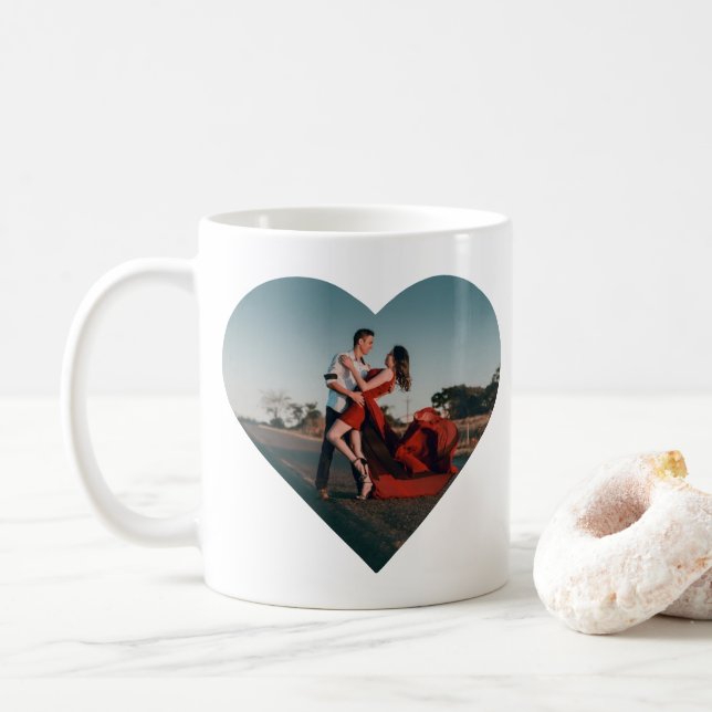 Heart Photo with Purple and Red Love Messages Coffee Mug (With Donut)