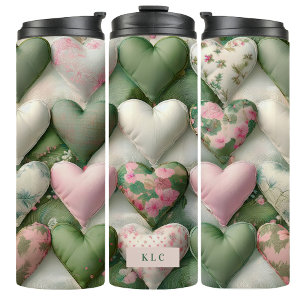 Heart Pillow Quilted Coffee Travel Tumbler Mug